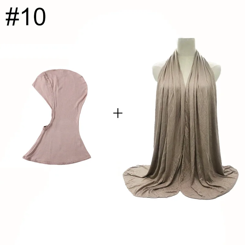 

Modal Soft Scarf Elastic Headscarf Cap Set 2PCS Muslim Women Hijab Matching Headscarf Shawl Wrap Turban Underscarf Headband New