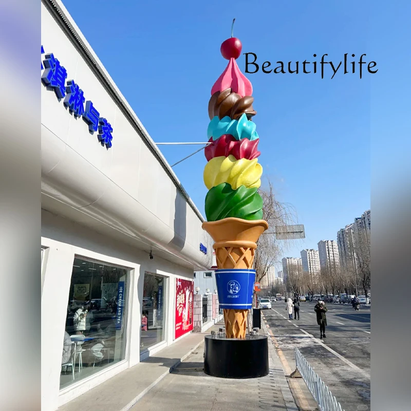 

German cold drink fiberglass sculpture simulation ice cream model large ice cream ornament clock in decoration
