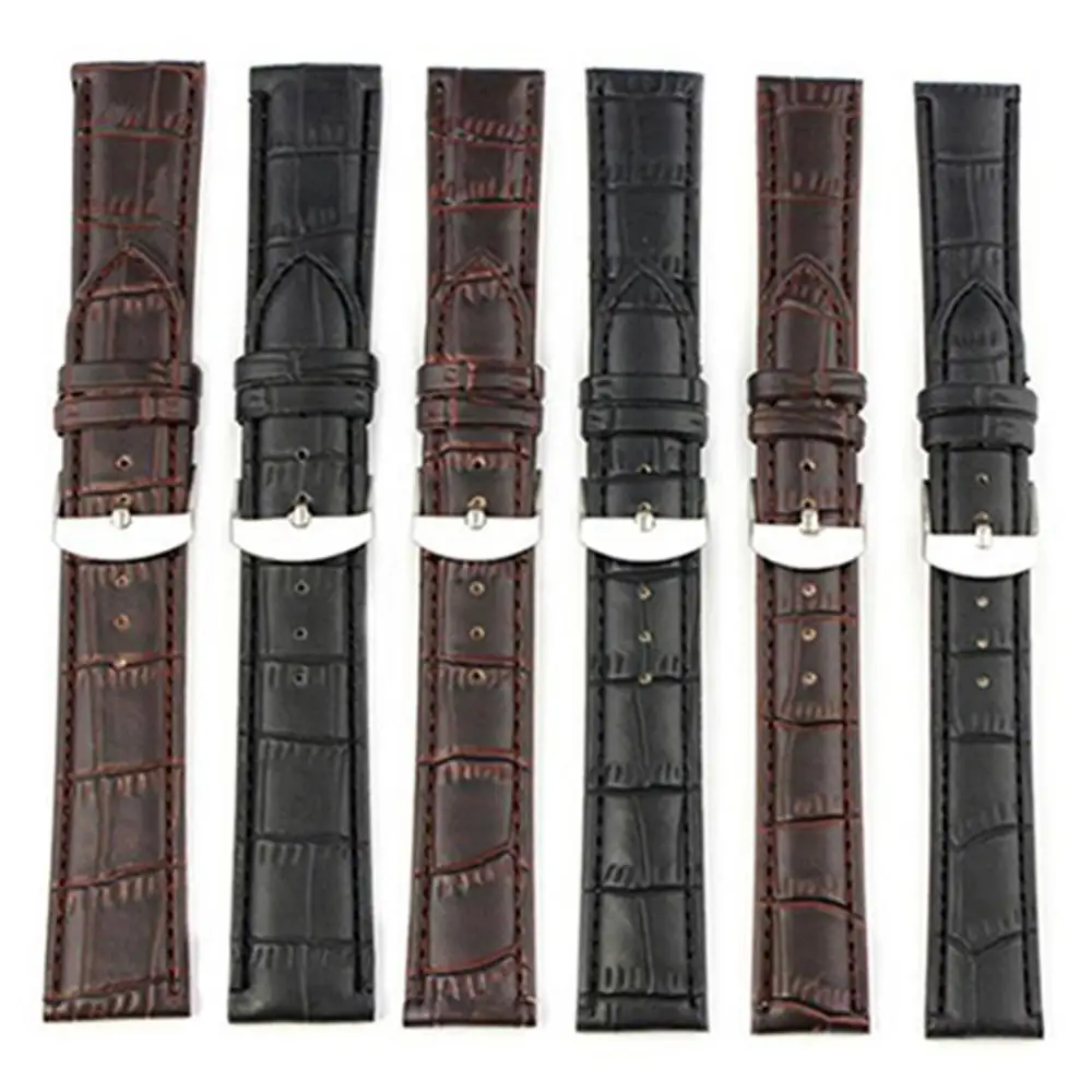 18/20/22mm Luxury Faux Leather Buckle Wrist Watch Band Leather Watch Strap Watch Band Strap Pin Buckle Wrist Belt Bracelet