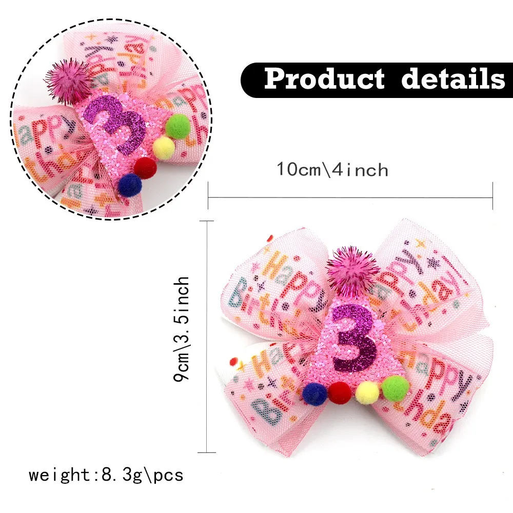 30pcs Baby Girl Glitter Hair Clips Letter Print Ribbon Bows Barrettes Pom Pom Hairpins Birthday Party Bulk Pack Accessory