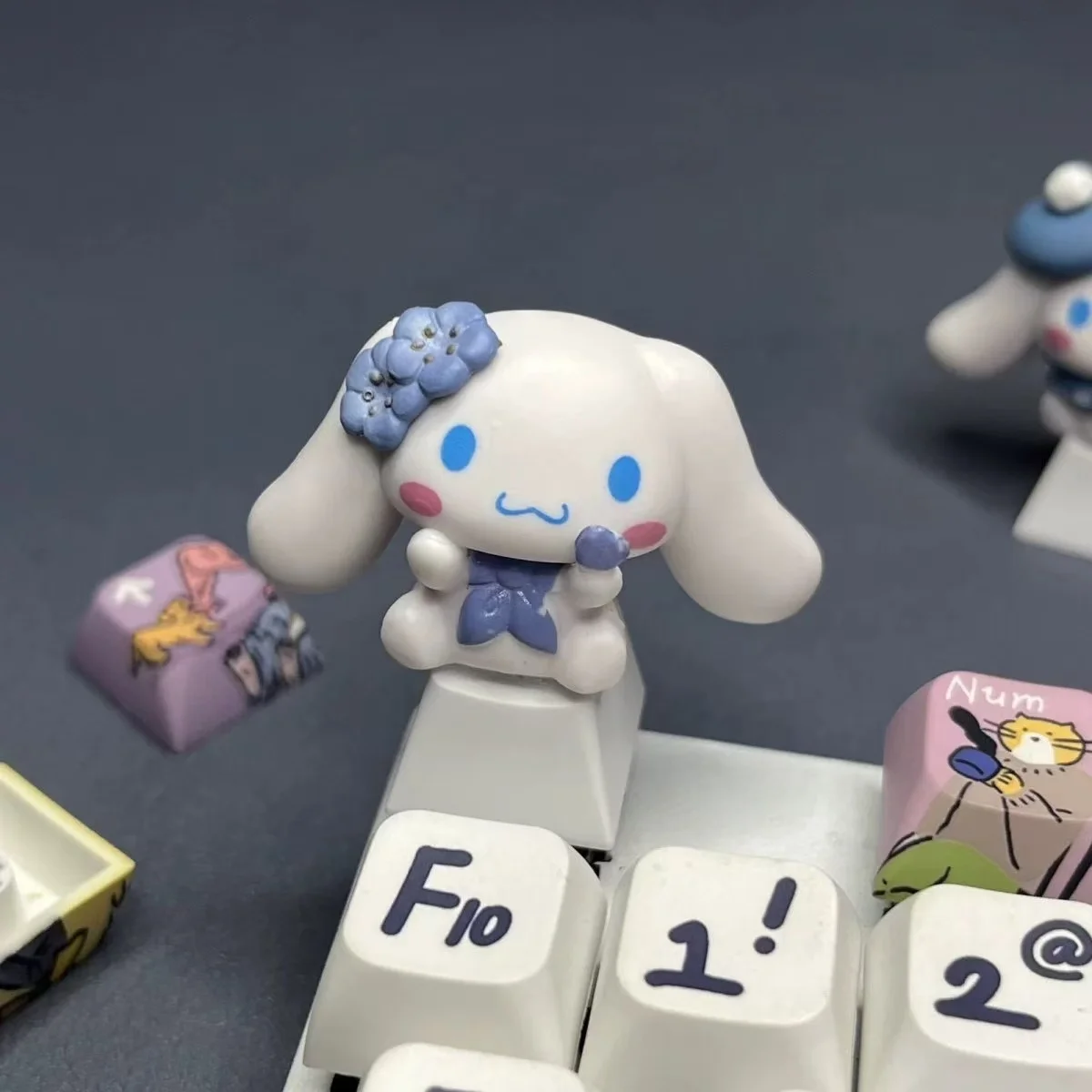 Novo diy grande orelha cão keycap dos desenhos animados anime teclado mecânico esc resina círculo de natação pequeno cão branco keycap