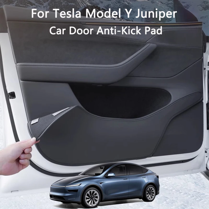 

For Tesla Model 3/Y Juniper 2025 Car Door Anti-Kick Pads Leather Side Door Panel Protector Anti-scratch Car Interior Decoration