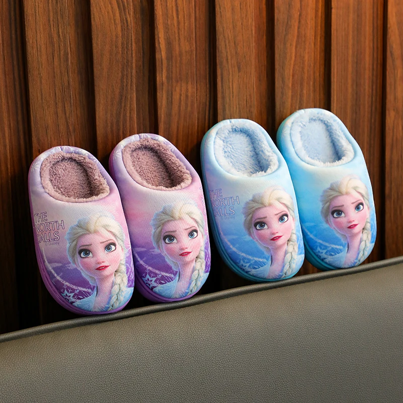 Disney Princess Sofia Elsa Winter  Cotton Slippers  Parentsnow Non Slip Warm Slippers Size 24-41