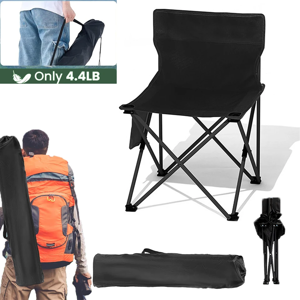 Portable Folding Camping Chair with Side Storage
