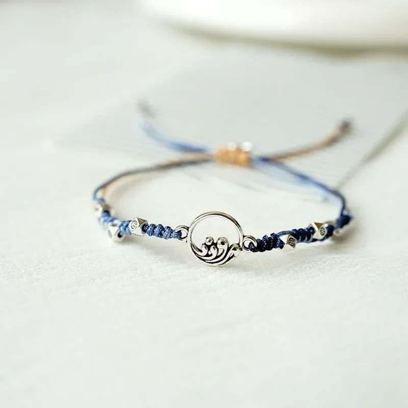 Valentine\'s Day Couple Bracelet for Women Men Original Design Mountains and Rivers Matching Handwork Adjustable Bangle Jewelry