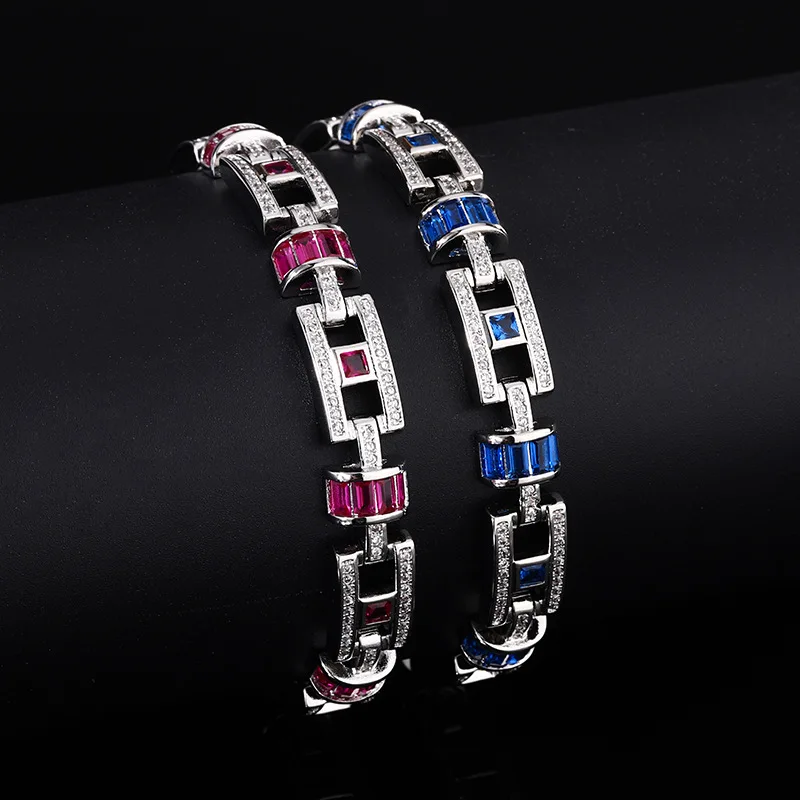 

Autumn and winter New versatile square ruby Cloisonne high-end bracelet for Women Anniversary Gift Jewelry Bulk Sell