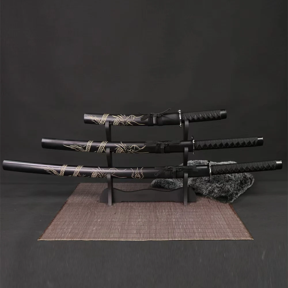 Épée décorative à motif de dragon, Katana, jouet populaire, vente en gros, cadeau de collection, 98cm, 77cm, 42cm, ensemble de 3 pièces