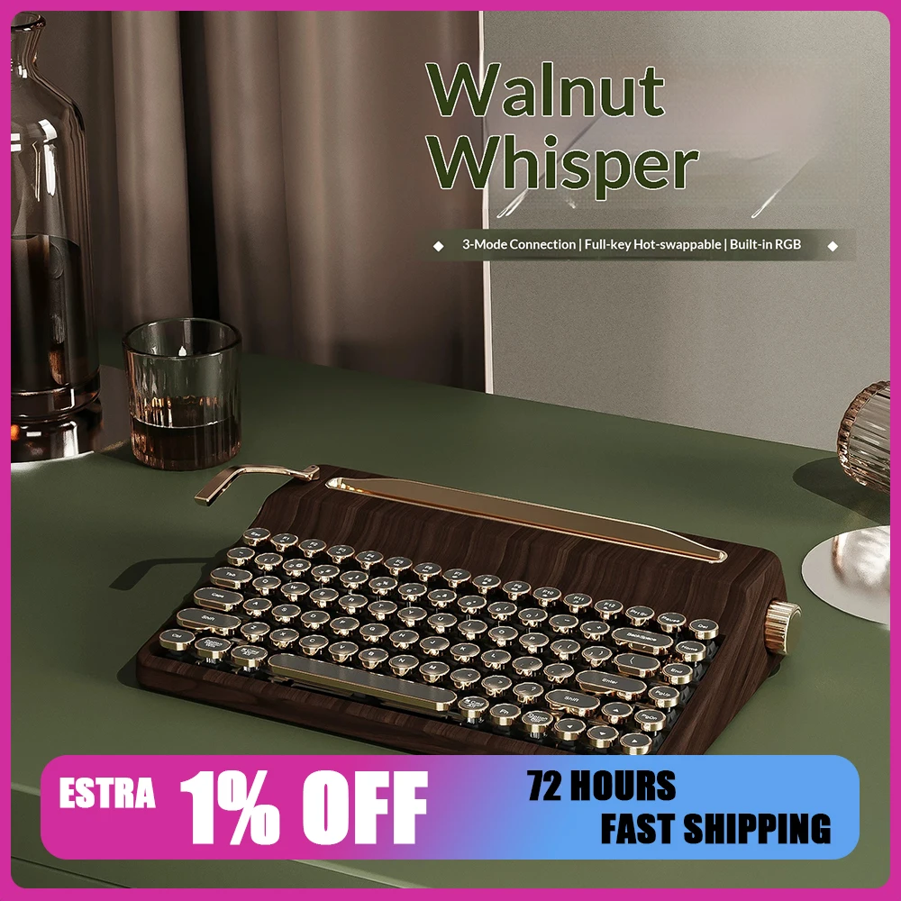 YUNZII QL75 Mechanical Keyboard Tri Mode Hot Swap Gasket Wireless Keyboard ABS typewriter style keycap Retro creativity