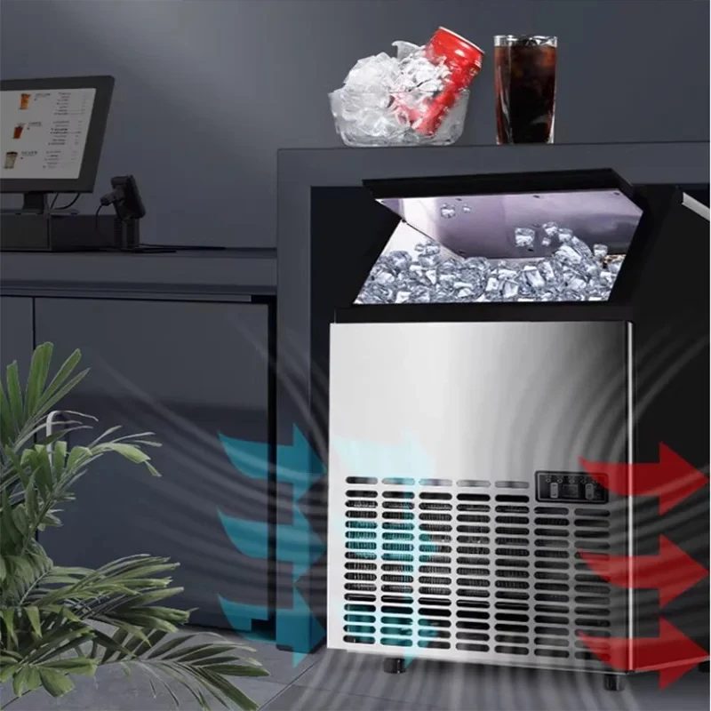 Commercial Fully Automatic Ice Maker Machine Built-In Cleaning Feature Service Equipment
