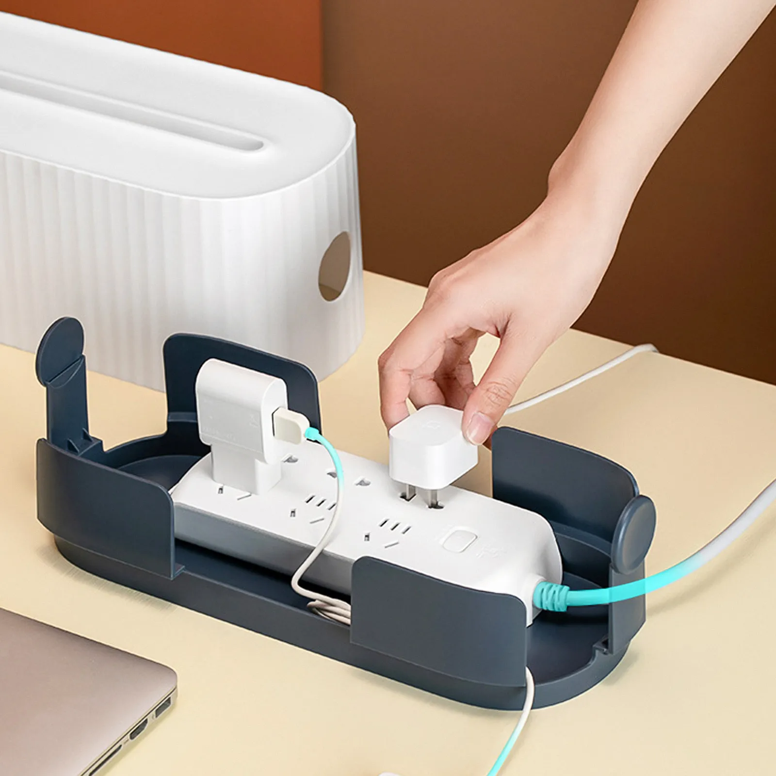 

Hips Cable Organizer Box Desk Socket Storage Box for Charging Cables Power Cords Wire Management Cord Line Organization