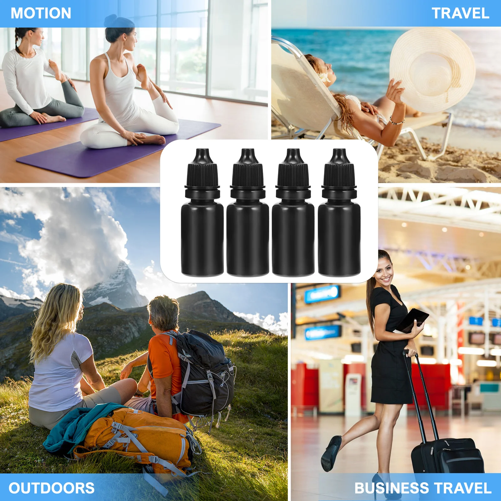 50 個小さな点滴ボトル 10 ミリリットルポータブルエッセンシャルオイル容器旅行サブ包装ボトル香水薬用オイルローション用