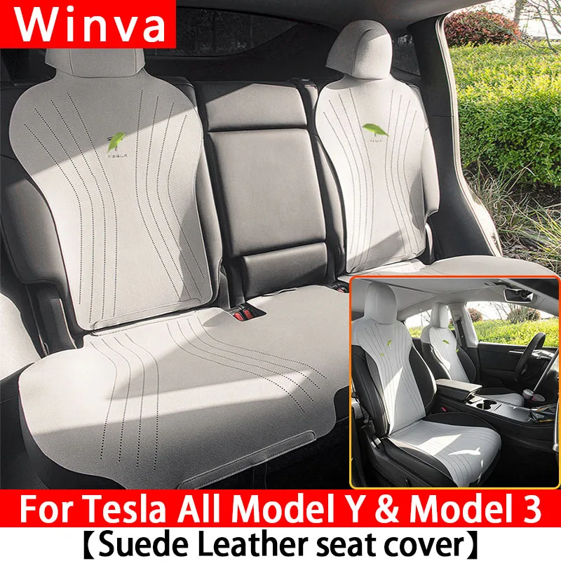 

For Tesla Model Y Juniper & Model 3 Highland 2020-2025 Cushion All Weather Protection Pad AccessoriesSuede Leather Seat Cover