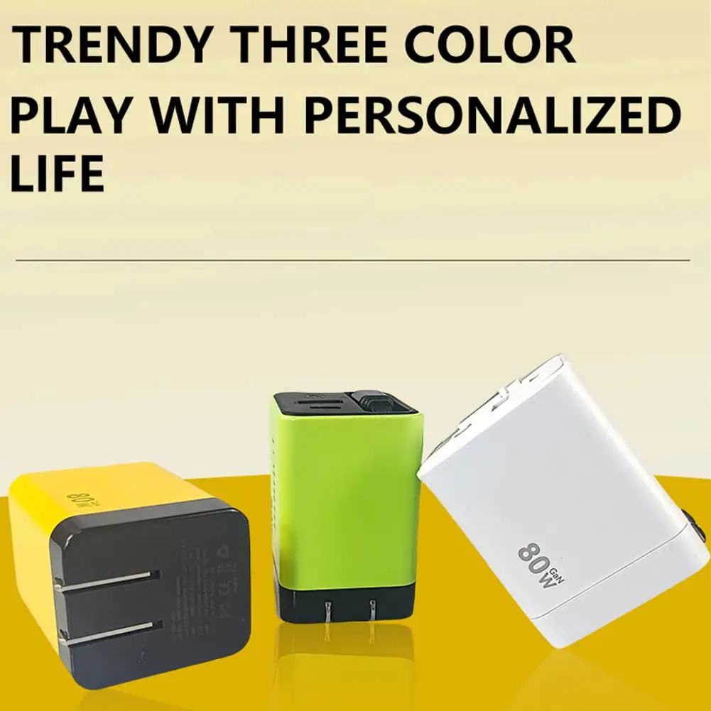 For 80W GaN PD USB-C Charger with Retractable Cable for Laptop 16 15 14 Type-C Phone Charger