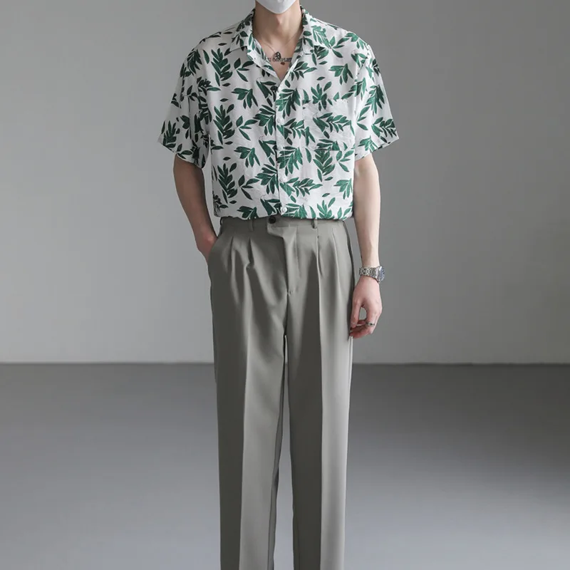 Summer Short Sleeved Shirt Men Fashion Printed Casual Shirt Men Streetwear Korean Loose Floral Shirts Mens Hawaiian Shirts M-XL