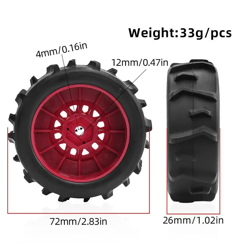 4Pcs 72mm Desert Short Course Truck Sand Tire 12mm Wheel Hex for ARRMA 1/16 MOJAVE GROM