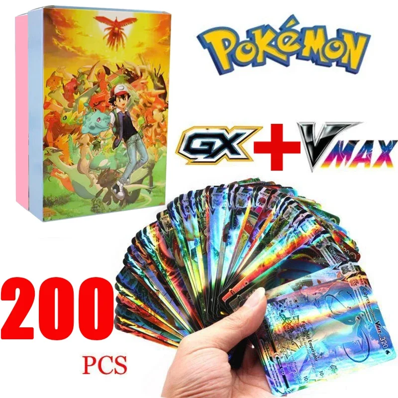 200pcs Pokemon Cards English Italiano French Deutsch Playing Charizard Vmax Gx Anime Pikachu Battle Trainer Collection Card Toy