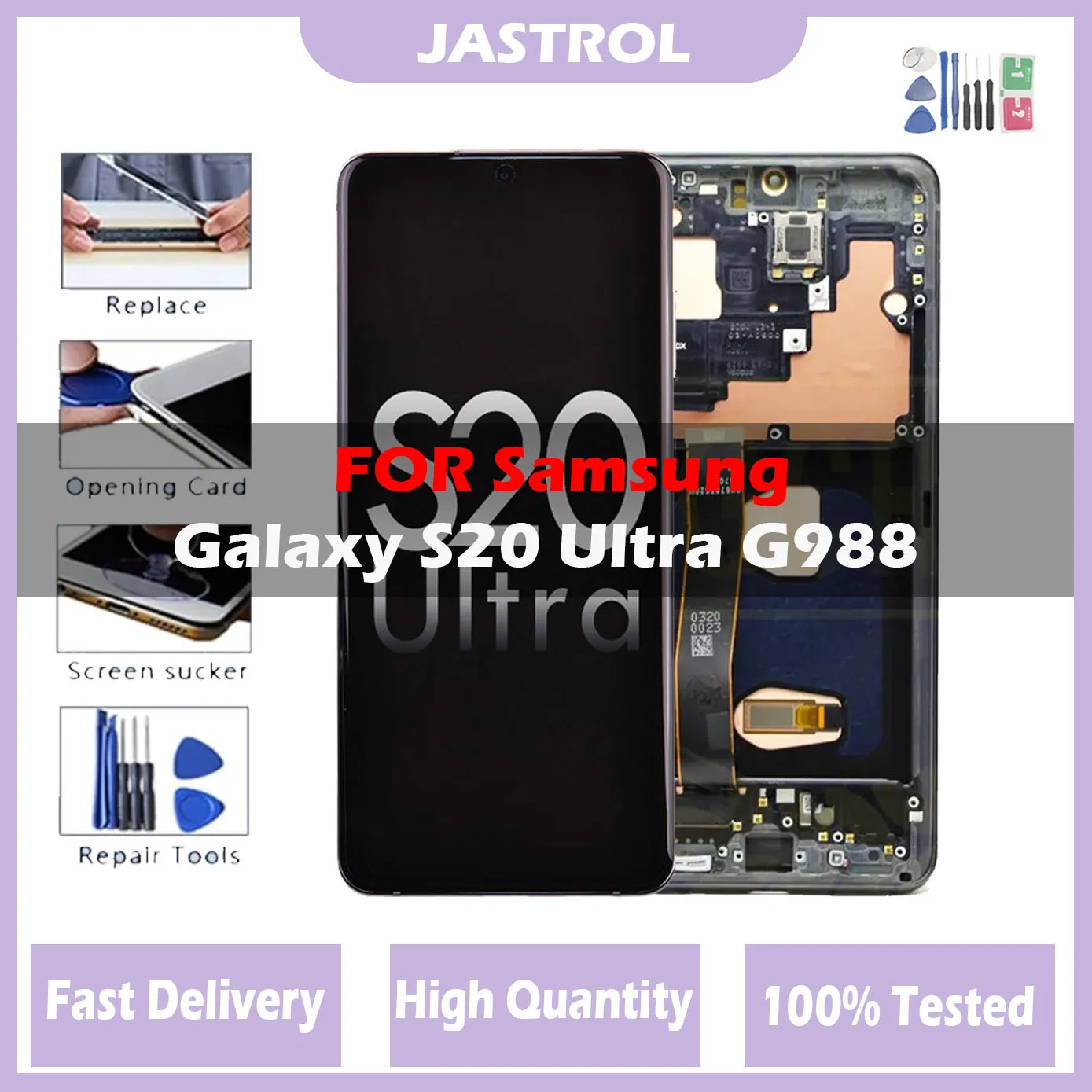 

OLED LCD For Samsung Galaxy S20 Ultra SM-G988F G9880 LCD Display Touch Screen Digitizer Assembly Replacment With Frame