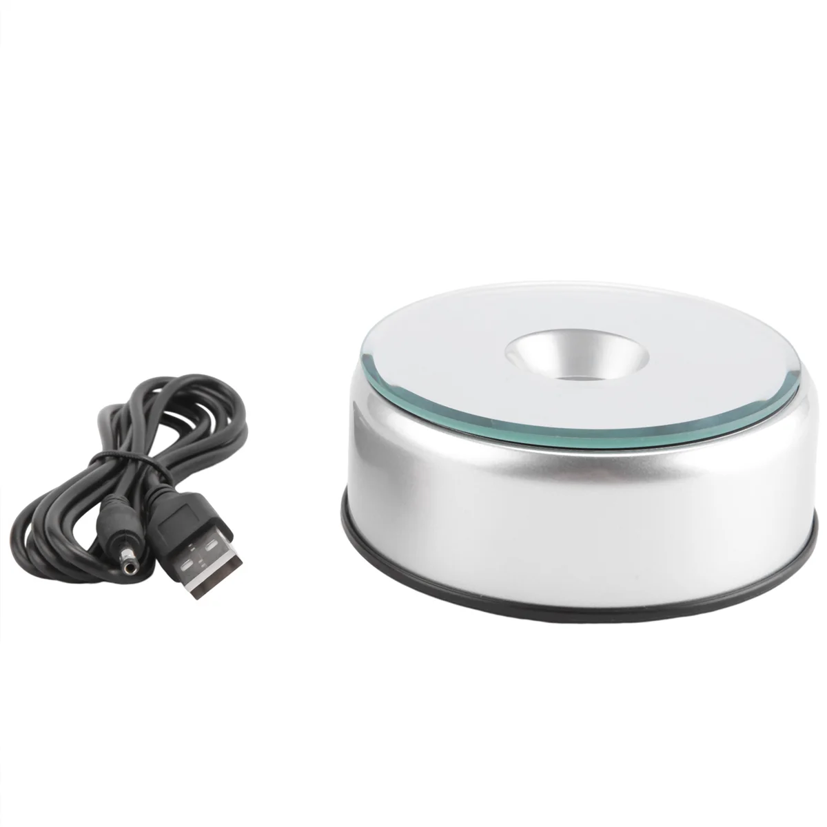 ABZV-Display Turntable Base for Crystals Glass Art,LED Colored Rotating Crystal Display Base Stand with USB Cable