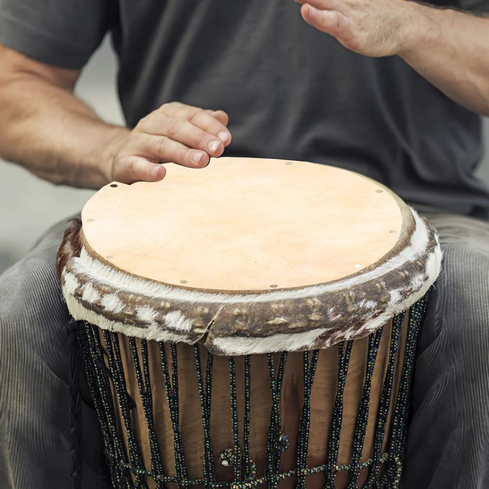 

Natural Hand Drum Skin Replacement African Djembe Cover Lightweight Elastic Design Drum Cover for Practice