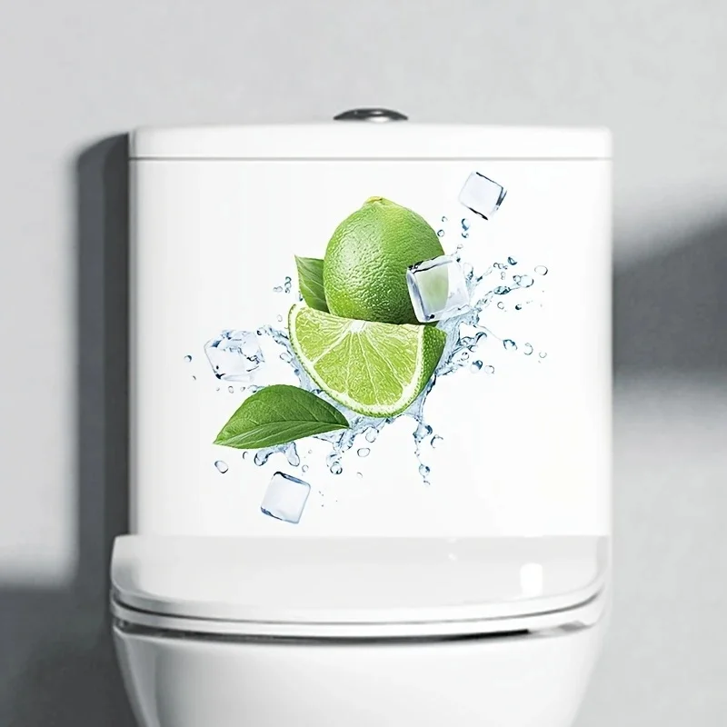 

MT1364# Refreshing Lemon Slice & Ice Pattern Fridges Sticker - Easy to Apply, Ideal for Home Decor on Car Cabinets & Walls