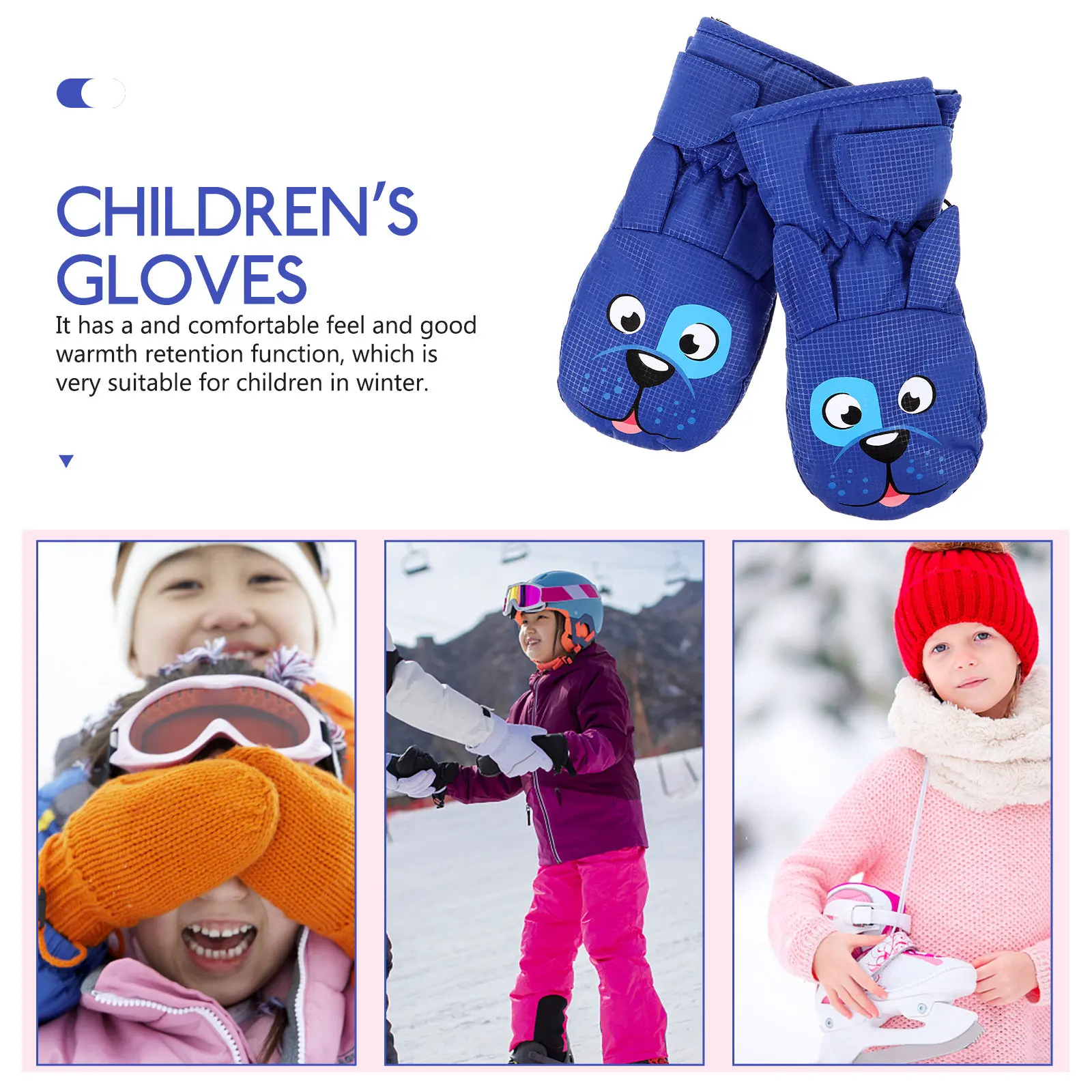 1Pair Snow Mittens Easy to Clean Non Slip Palm Texture Perfect for Ice Skating Mittens Winter Ski Gloves - view 4
