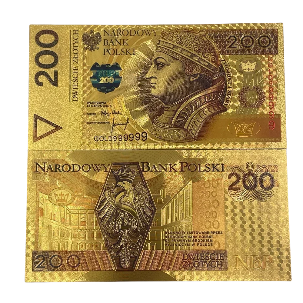 2025 new styles Custom Poland 10 20 50 100 200 500 PLN money color gold foil banknote for collection gifts 24k In Stock