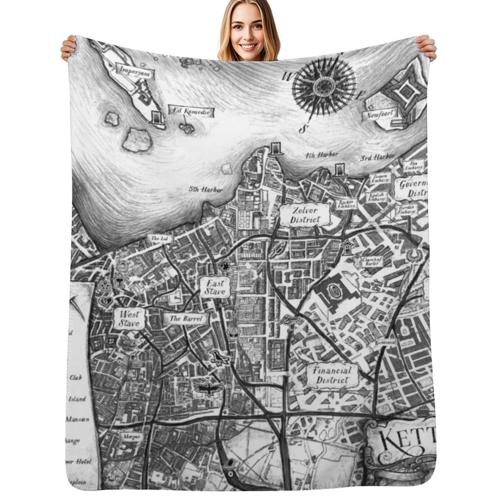 

Ketterdam Map Throw Blanket For Baby Luxury Thicken Plaid on the sofa Tourist Blankets