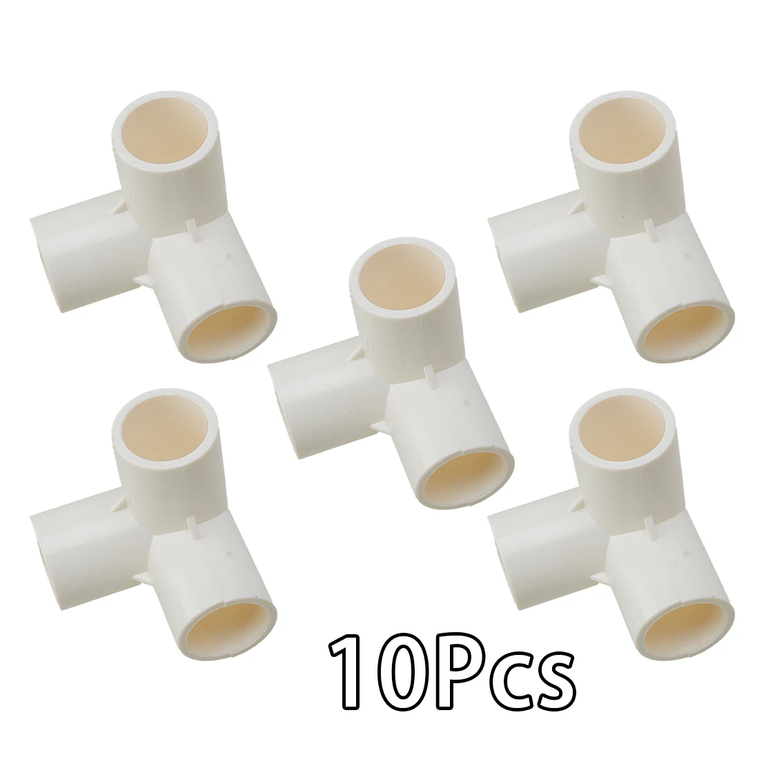 10pcs 20mm 3-Way Elbow Water Pipe Fitting Tee Corner Adapter Connector White PVC