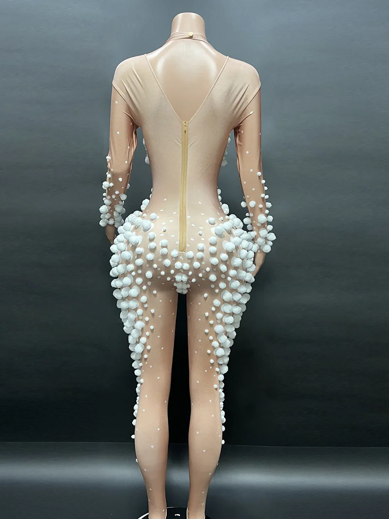 Op Maat Gemaakte Nieuwe Lange Mouw Strass Hoge Elastische Pailletten Sexy Strakke Jumpsuit Verjaardagsfeestje Lange Jurk Prestatie Jurk