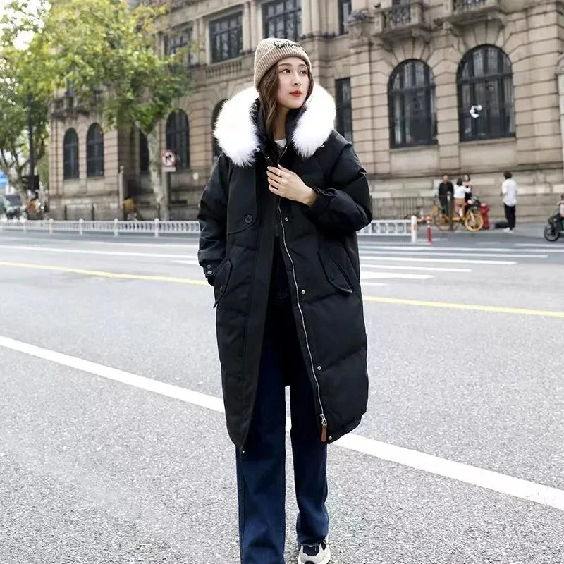 Abrigo coreano de algodón para mujer, Parkas de invierno 2025, nueva chaqueta acolchada de algodón larga y cálida, prendas de vestir con capucha, Top de moda para mujer