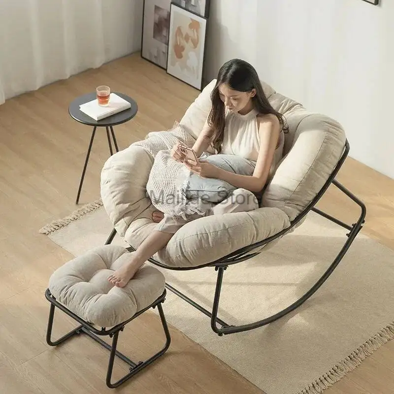 Sillas de hierro forjado para sala de estar, muebles nórdicos de ocio para el hogar, sofá perezoso, mecedora, balcón individual, cómodo sillón reclinable