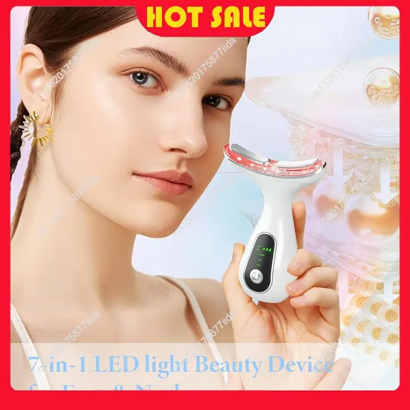 Oferta caliente-masajeador facial dispositivo de estiramiento facial de 7 colores para masaje facial y de cuello con 113 ° Varita multifuncional F & Vibration & Clean