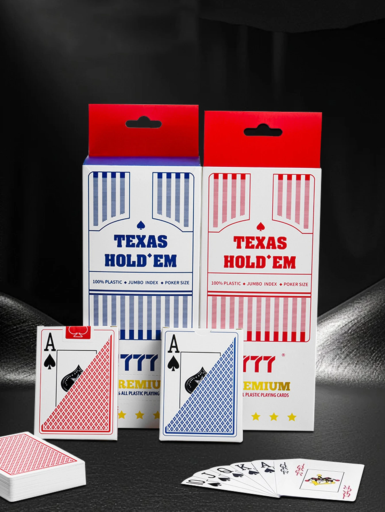 1/2Set Texas Hold'em Plastic Waterproof Plastic Playing Cards 54PCS Big Character Texas Poker Set Washable Flexible Table Game