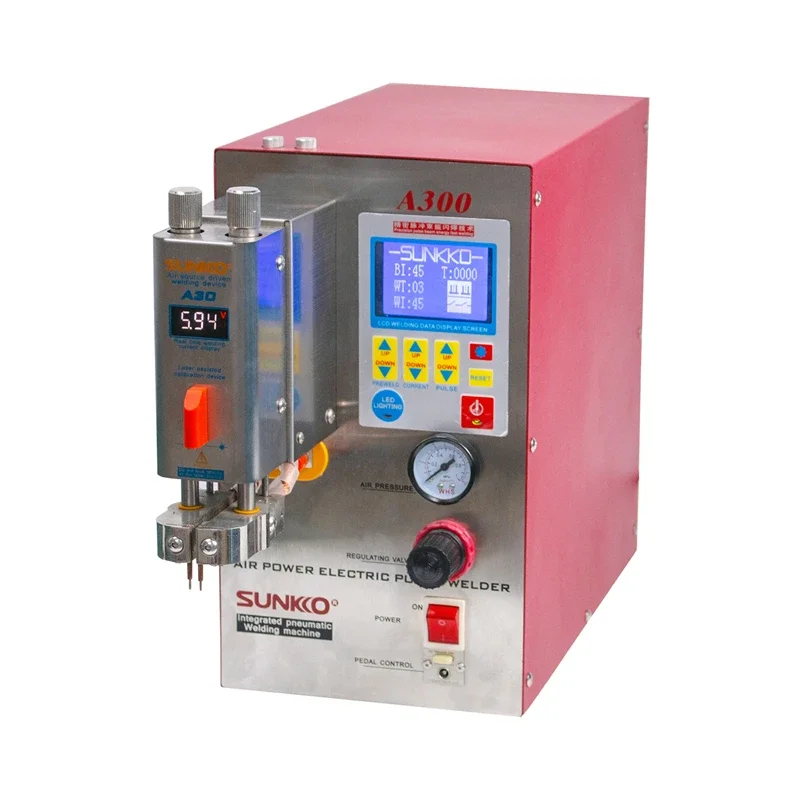 Sunkko เครื่องเชื่อม A300นิวเมติก220V 110V แบตเตอรี่ลิเธียมจุดเชื่อม1200A วัตต์เลือกเกรดอุตสาหกรรม