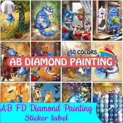 AB Drill Diamond Painting Blue Cat nuova collezione 50 colori Kit animali 5D Kit ricamo fai da te punto croce mosaico Home Decor Art