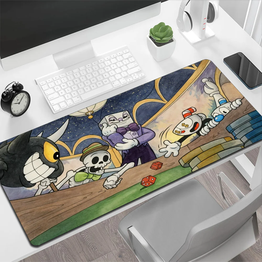 Cuphead Large Mouse Pad Gaming Mouse Pad PC Gamer Computer Mouse Mat Big Mousepad tappeto in Silicone tastiera tappetino da scrivania Mause Pad