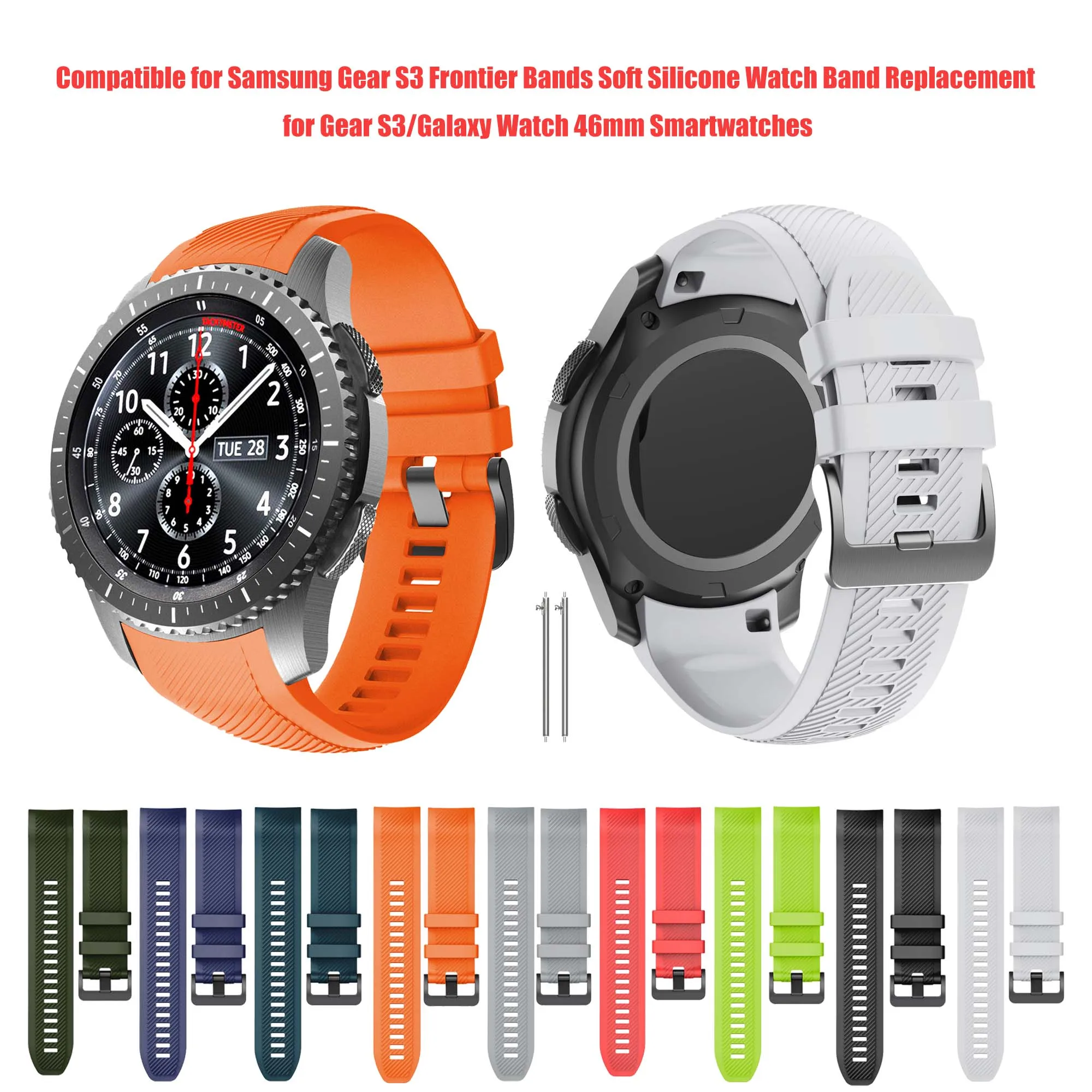 

22MM Silicone strap For Samsung Gear S3 Frontier/Gear S3/Galaxy Watch 46MM Smart Watch Replacement Strap