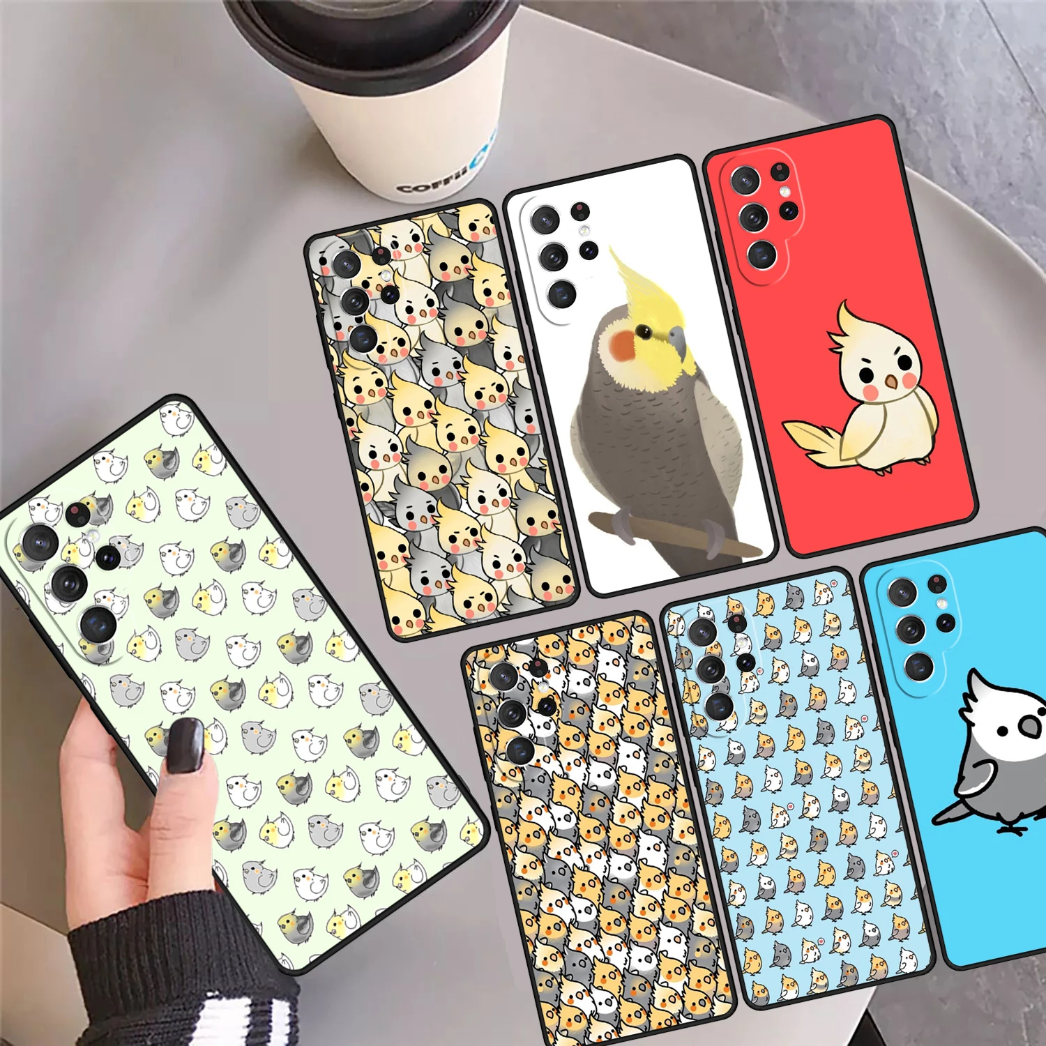 Cartoon Animal Chubby Cockatiel Phone Case Cover For Samsung Galaxy S24 Ultra 23 S22 Plus S21 FE S20 S8 S9 S10 Note 10 Pro 20