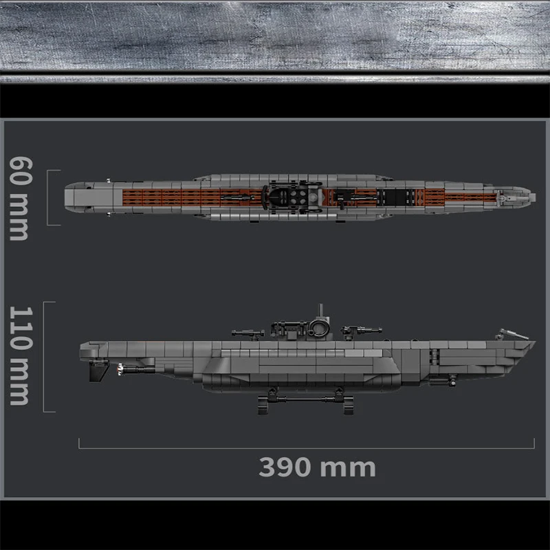 738 Pcs WW2 Tedesco U-tipo Sottomarino Building Blocks Affari Militari Portaerei Cruiser Sottomarino Nuclearo Giocattolo Regali