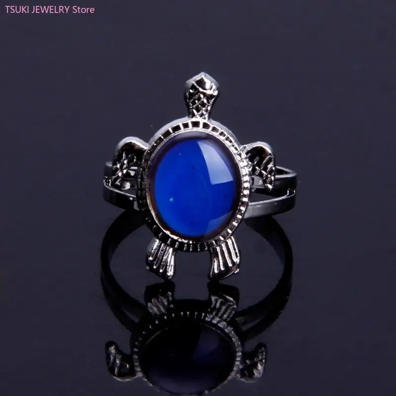 62KE Retro for Turtle Color Change Mood Ring Emotion Feeling Temperature Rings Jewelr