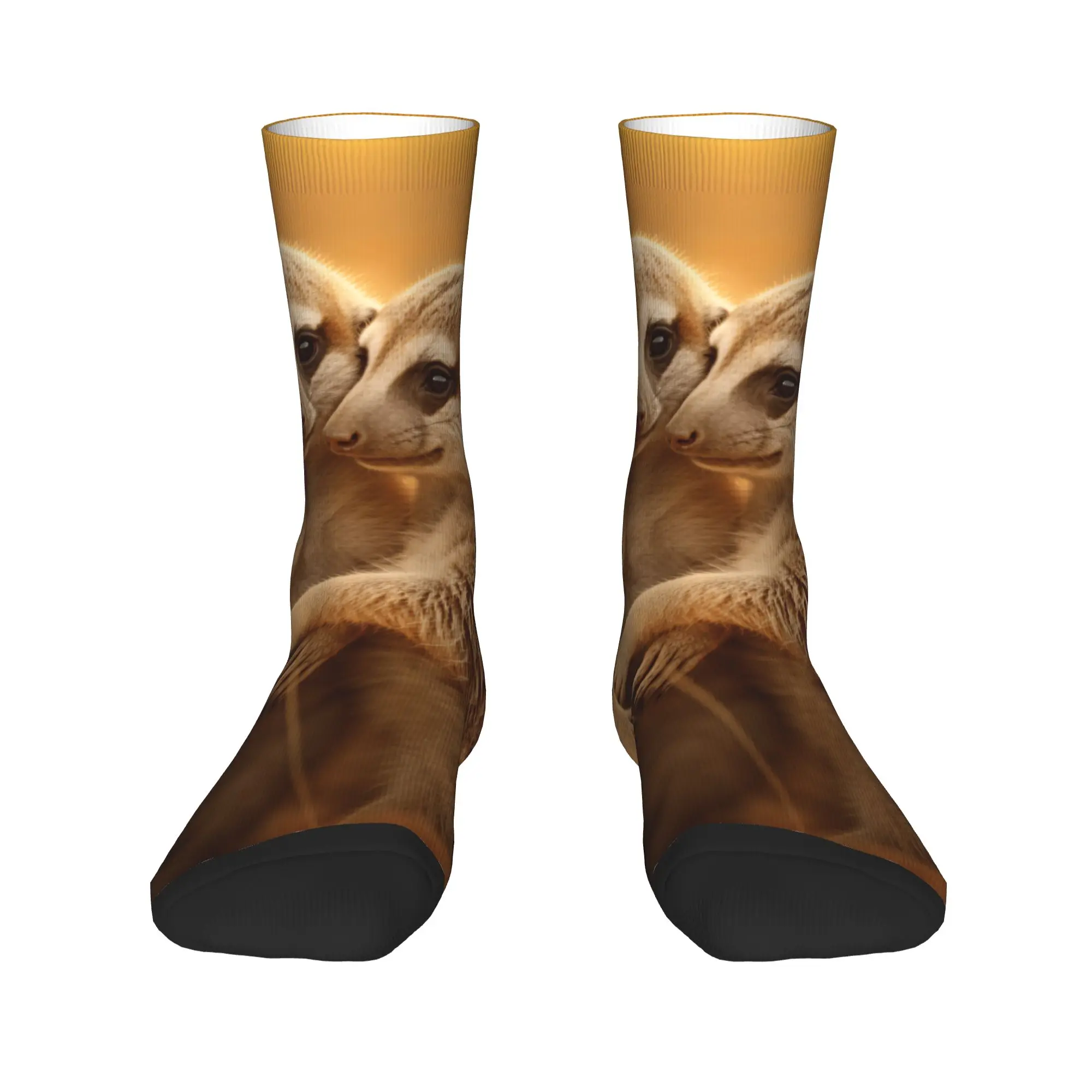 Two Meerkats Hugging Warm Socks Winter  Stockings Harajuku Men's Comfortable Socks Design Cycling Non Skid Socks