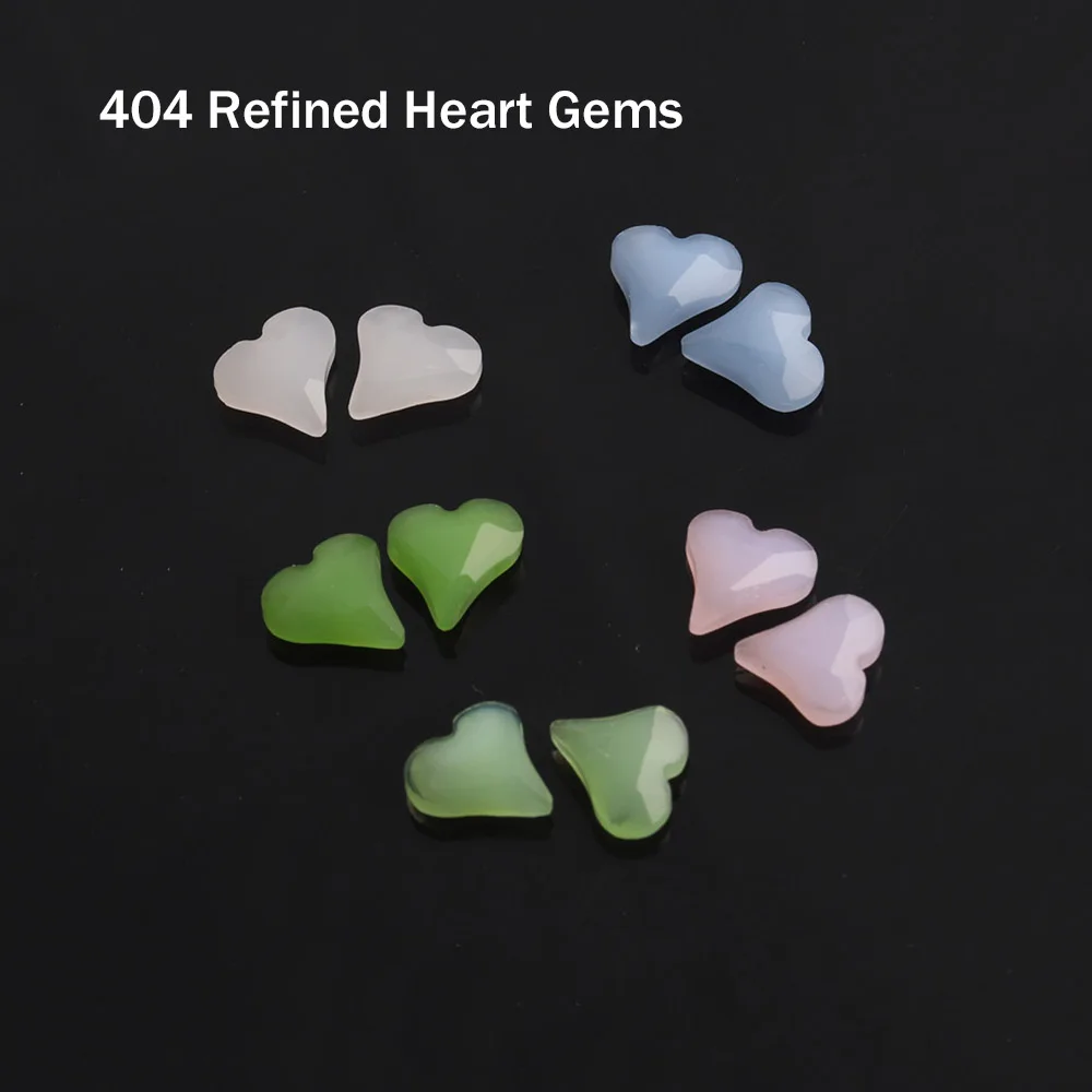 

-Refined Jade Heart- Chic Ancient Vibe Rhinestones Ladylike Graceful Gem Crooked Diaphanous 3D Heart Glass Jadestones 404Nailart