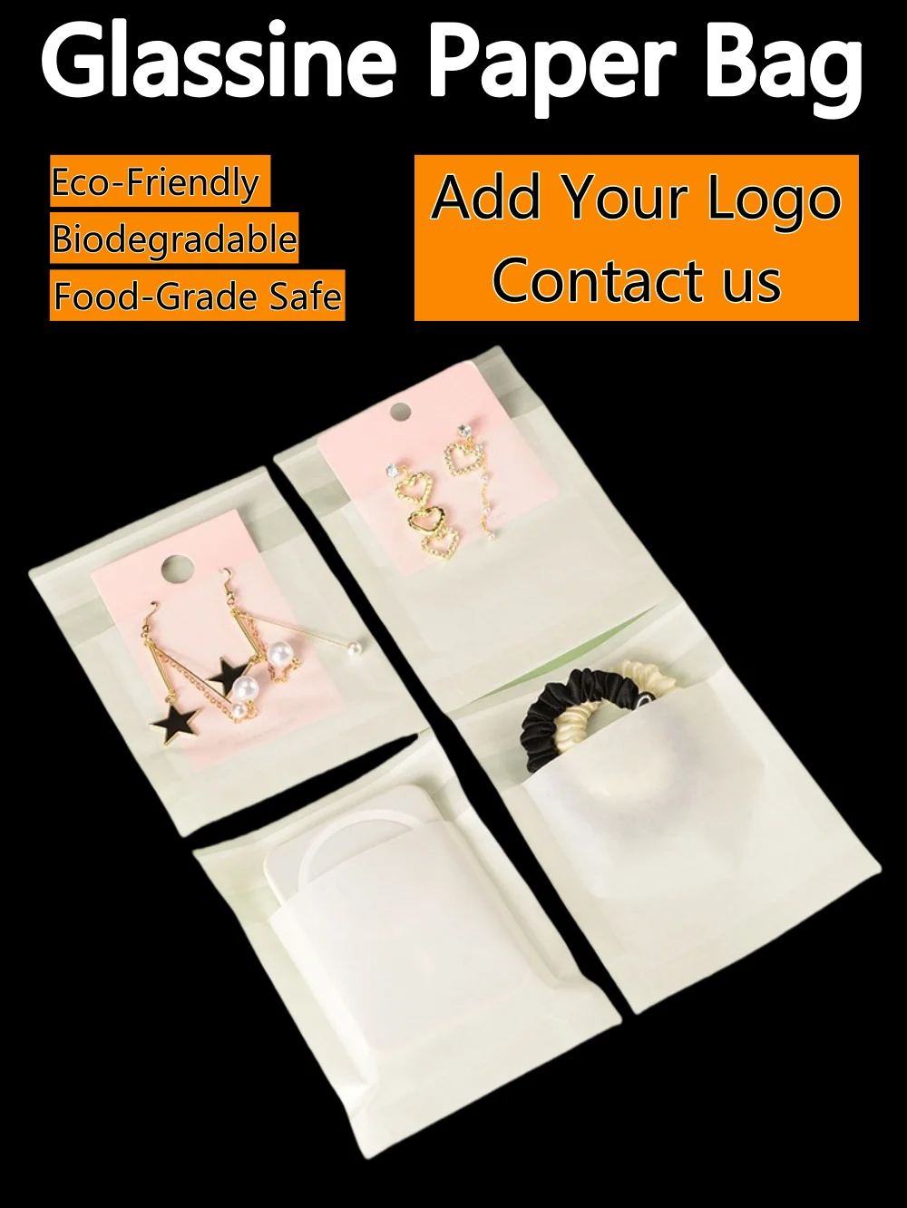 LBSISI Life, Glassine Paper Food Grade Safe Bags, For Packing Cookie Candy, Biodegradable and Eco-Friendly, Add Your Logo