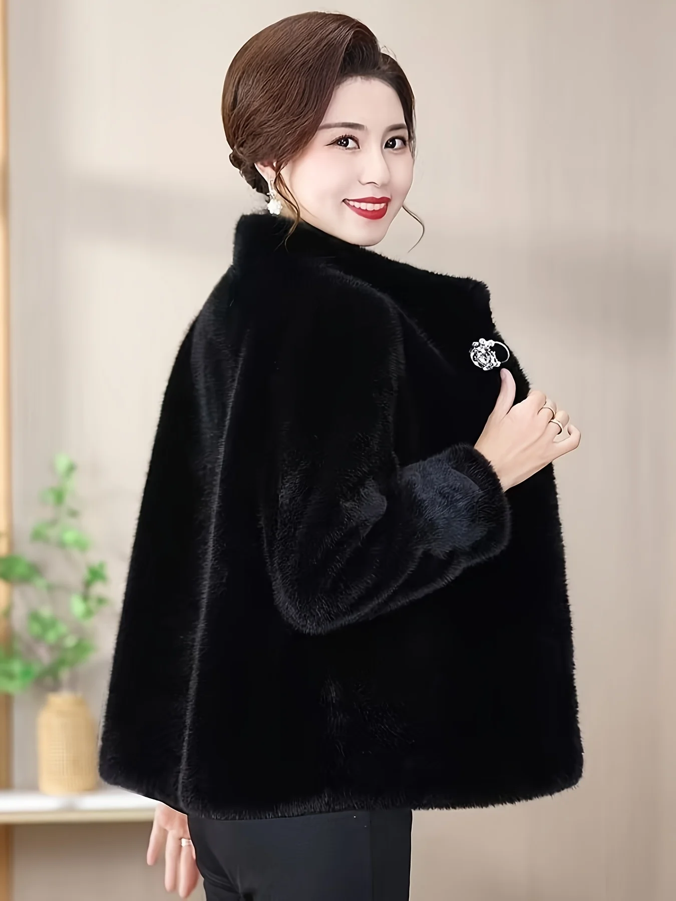 Herbst Winter Neue Nachahmung Nerz Pelzmantel Für frauen Jacke Stehkragen Warme Mäntel