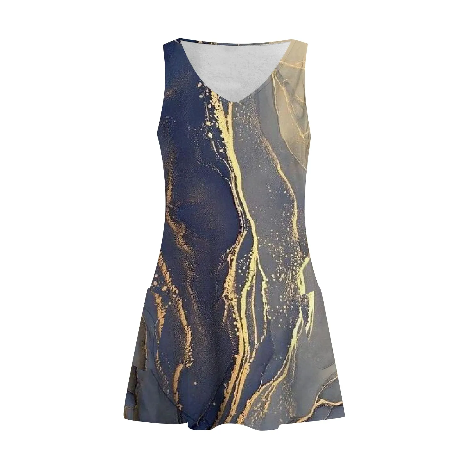 Abito senza maniche con stampa floreale moda estiva donna Casual Pocket Beach prendisole Casual allentato Versatile Tank Short Dresses