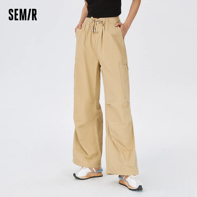 

Semir Casual Pants Women Solid Color Workwear Pants Cool And Street-Style 2024 Summer New Drawstring Wide-Leg Women Pants