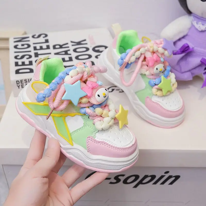 My Melody-zapatos Kawaii Sanrio Anime para niñas, zapatillas de dibujos animados, zapatos de tablero para niños, zapatos deportivos casuales, regalo para niños, otoño