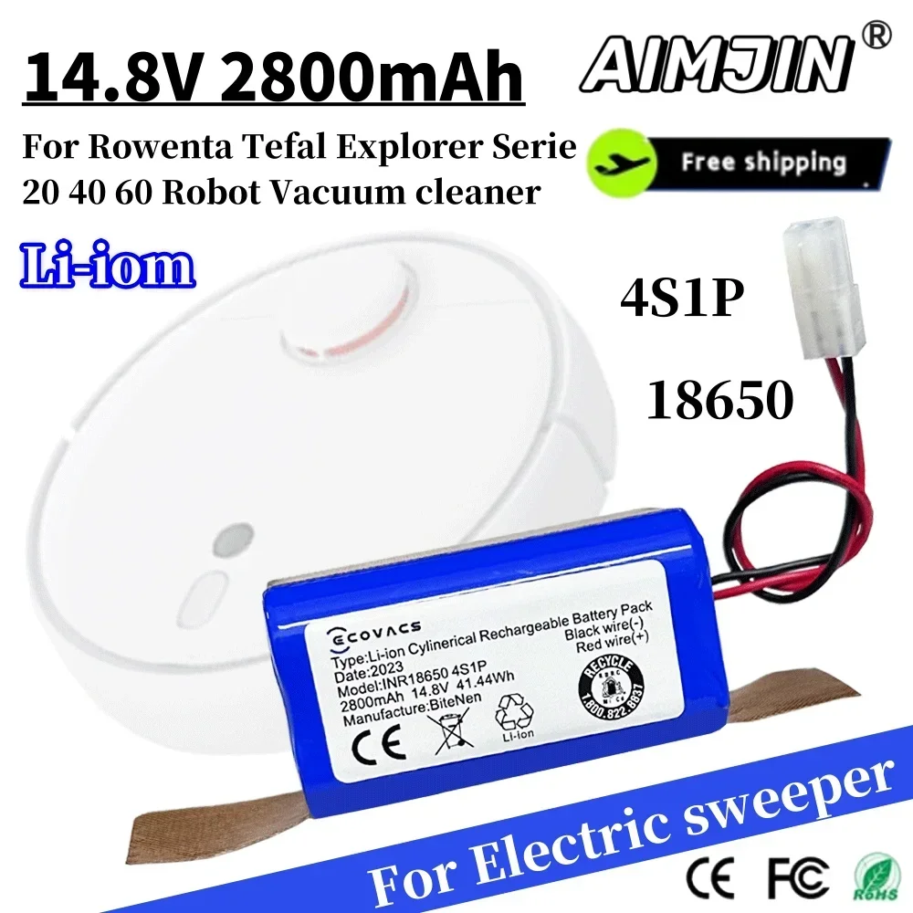 AIMJIN New 14.8V 2800mAh Li-ion Battery Pack For Rowenta Tefal Explorer Serie 20 40 60 Robot Vacuum Cleaner Part