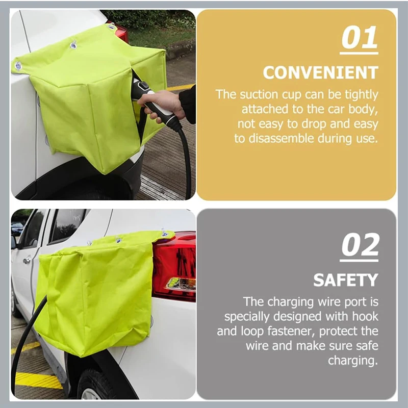 For Outdoor Electric Vehicle Charging Pile 1Pc Yellow Oxford Fabric EV Charger Protective Cover Waterproof Anti‑Snow Rain Sun