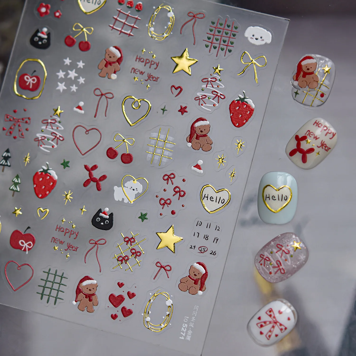 Snowman Snowflakes Stars Bear Scarf Christmas Tree Wreath Bowknot Winter Moon Santa Claus Crystal Ball Nail Art Stickers Decals